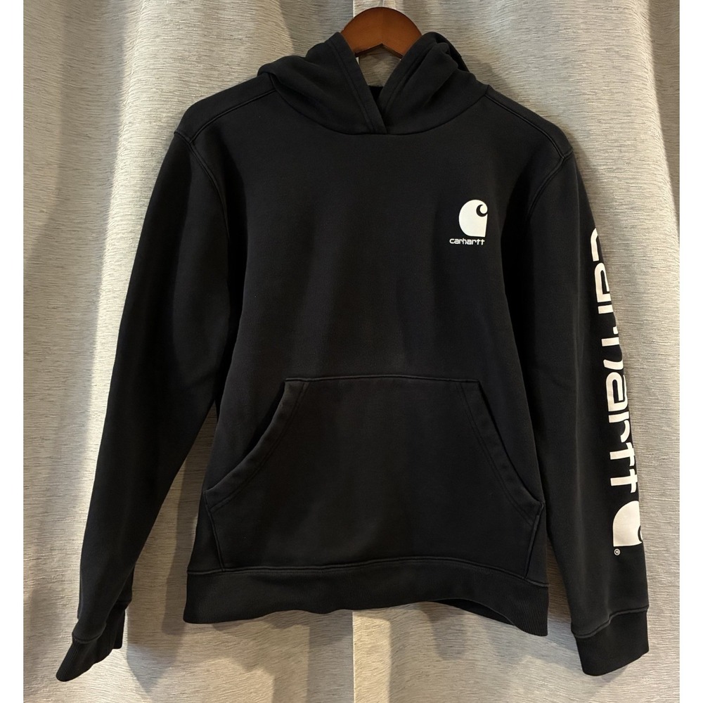 Carhartt Hoodie Pullover Black Hooded Sweatshirt Size Youth Large XL 18-20